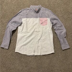 Staple White and Pink Casual Button Down Shirt